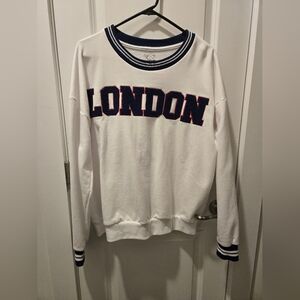 RK7 White Sweatshirt with Navy LONDON Print Never worn